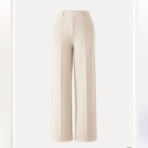 High Waisted Straight Leg Pull On Pant in Heather Beige color